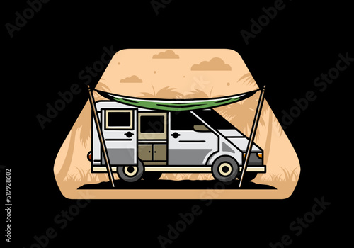Photos Van camper and flysheet illustration design