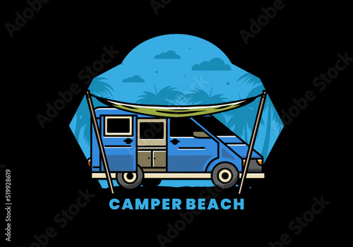 Van camper and flysheet illustration design