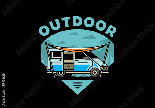 Van camper and flysheet illustration design