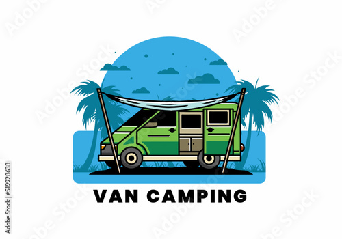 Van camper and flysheet illustration design