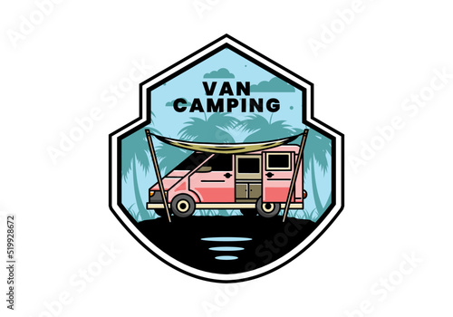Van camper and flysheet illustration design