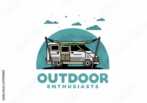 Van camper and flysheet illustration design