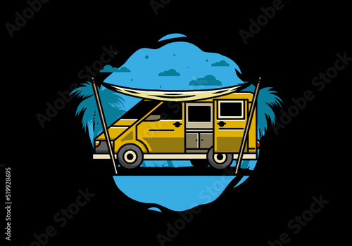 Van camper and flysheet illustration design