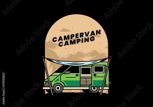 Van camper and flysheet illustration design