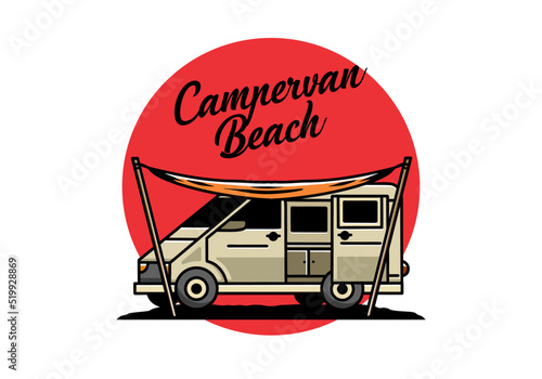 Van camper and flysheet illustration design