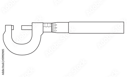 micrometer caliper precision gauge line vector illustration