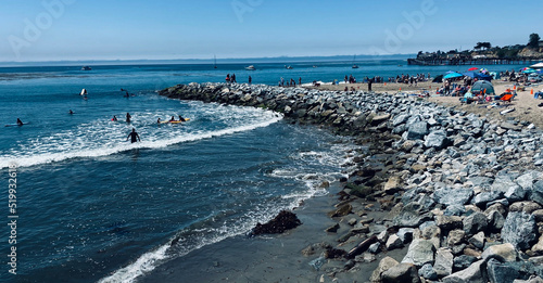 Surfers at Capitola Beach