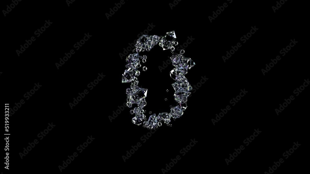 animated number 0 - transparent diamonds gem stones font, isolated - loop video animated number 0 - transparent diamonds gem stones font, isolated - loop video
