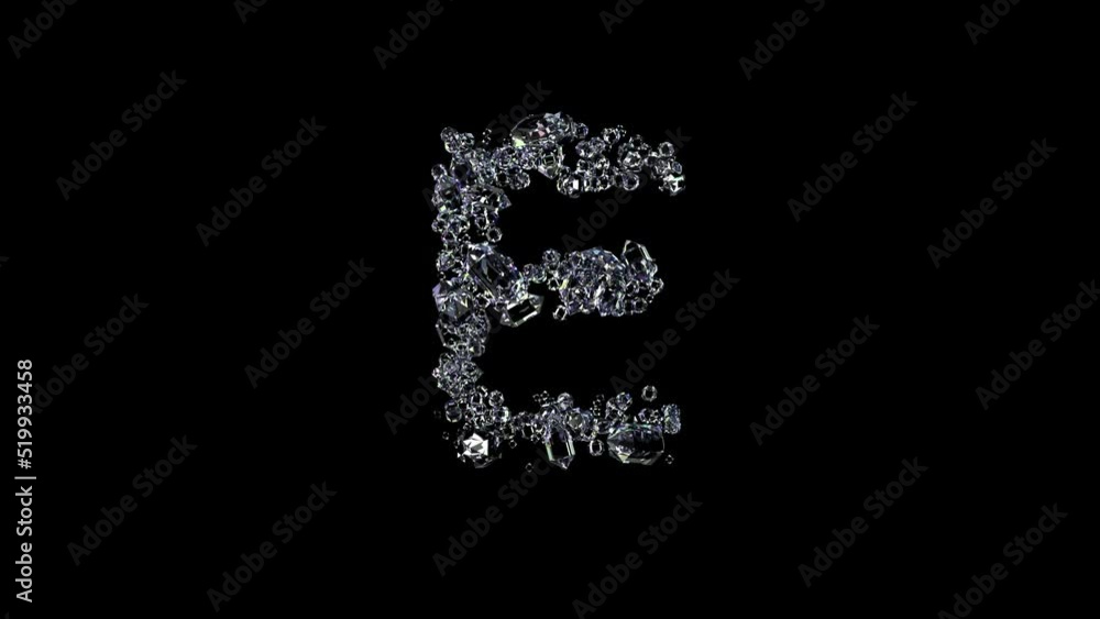 animated letter E - clear diamonds jewels font, isolated - loop video animated letter E - clear diamonds jewels font, isolated - loop video