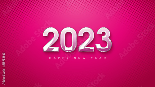 Happy new year 2023 background in soft white and red color