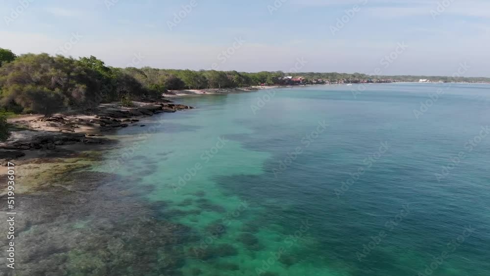 Aerial view of Playa Blanca beach in Baru Island, Cartagena de Indias, Colombia Aerial view of Playa Blanca beach in Baru Island, Cartagena de Indias, Colombia