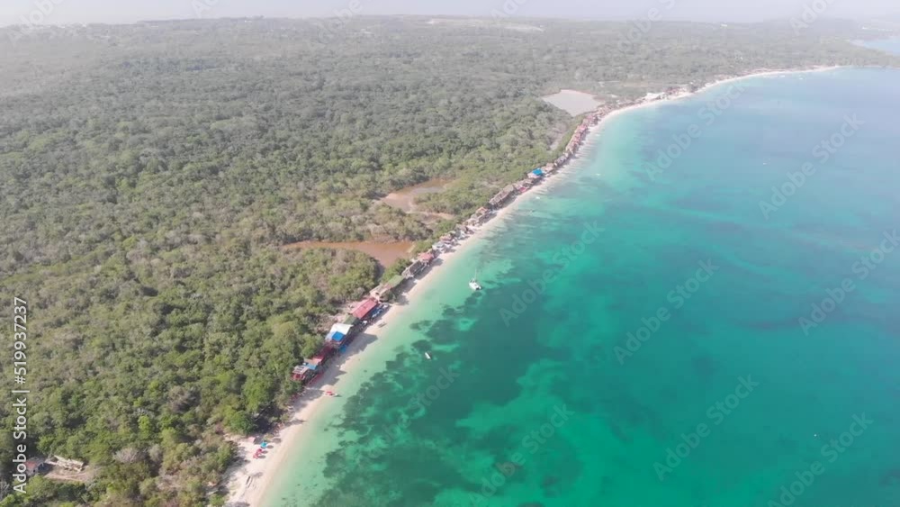 Aerial view of Playa Blanca beach in Baru Island, Cartagena de Indias, Colombia Aerial view of Playa Blanca beach in Baru Island, Cartagena de Indias, Colombia