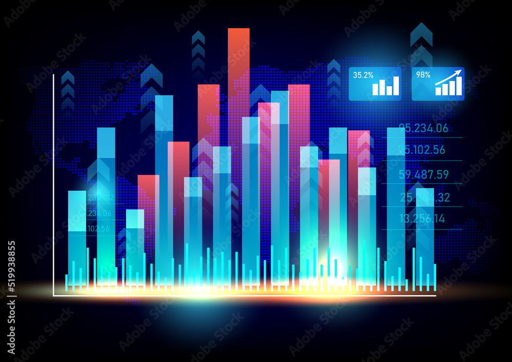 financial investment graph or business concept based on economic trend background