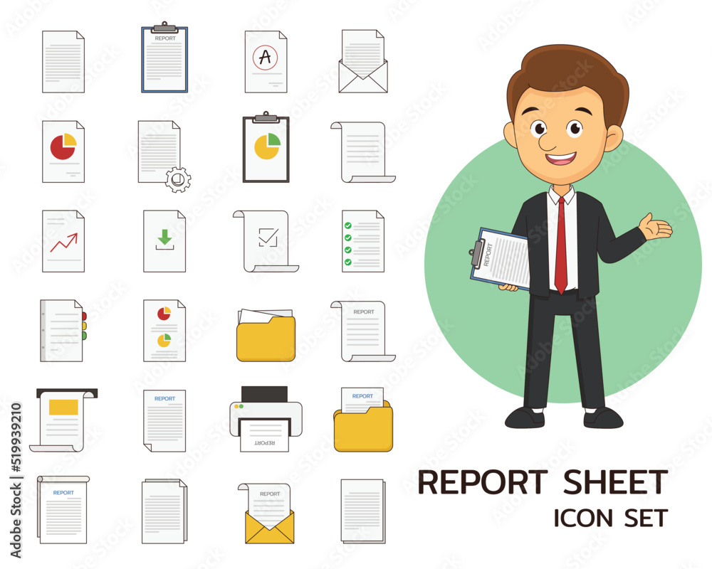 Report sheet concept flat icons Report sheet concept flat icons