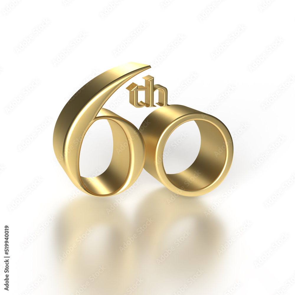 Golden 60th 3D Render text on an Iridesent background Stock ...