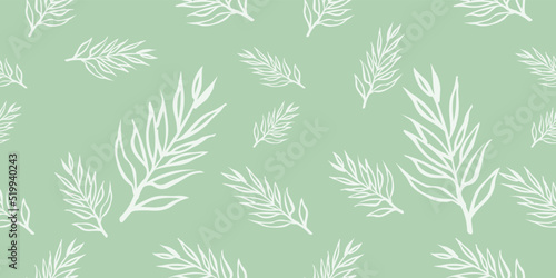 seamless pattern with green leaves vector for card fabric background