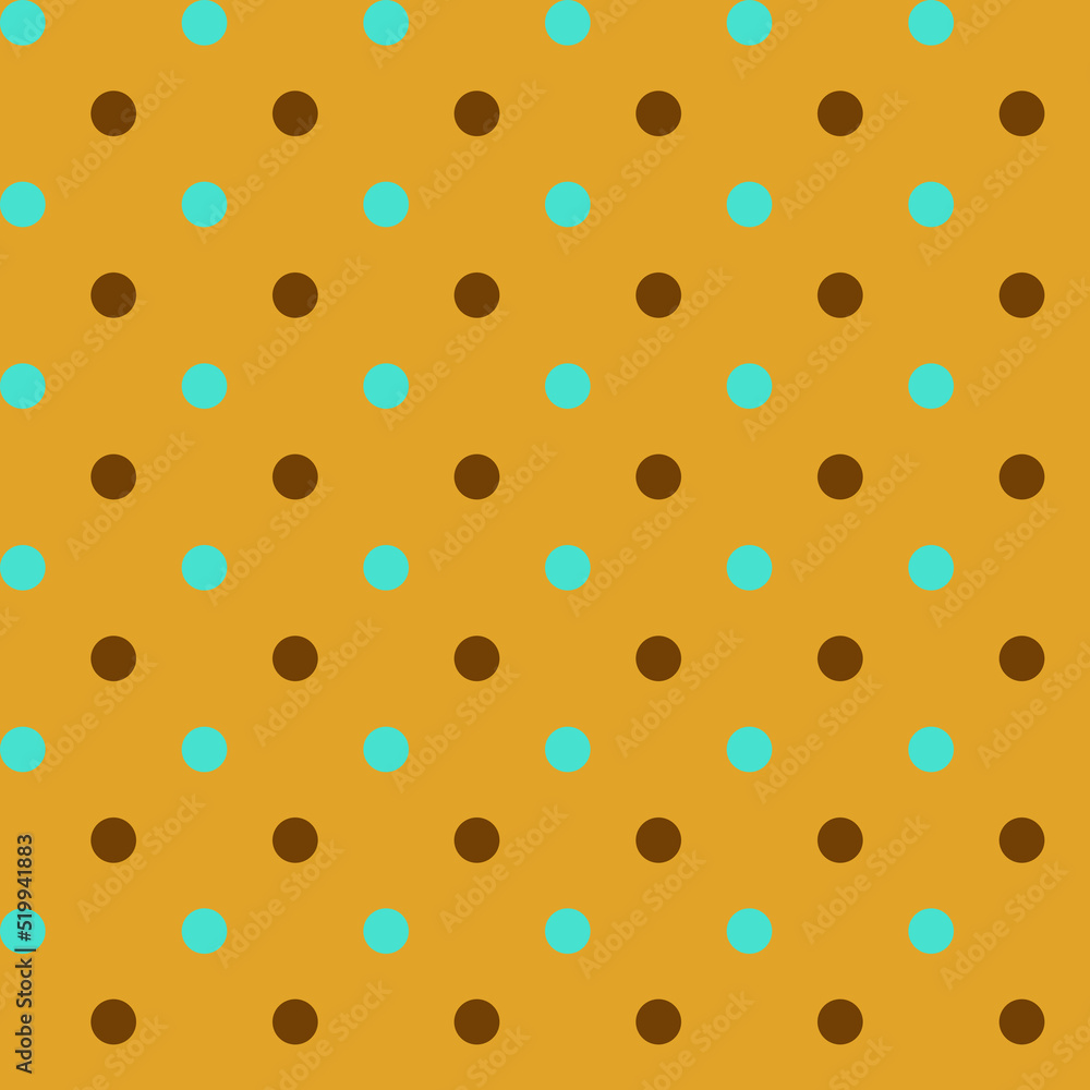 Cute modest blue and brown polka dots isolated on a yellow orange background Cute modest blue and brown polka dots isolated on a yellow orange background