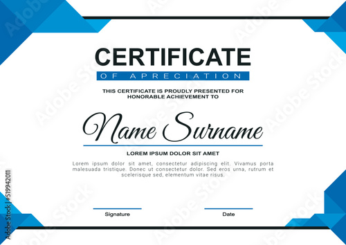 design simple blue certificate template. certificate design