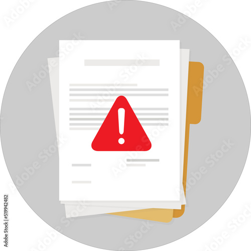 papers. Document. Folder with cautious error. data error insecure company agreement paper. suspicious documents.
