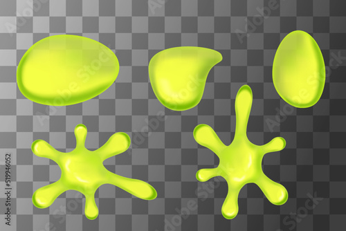 Green slime spot toxic splat flowing vector illustration on transparent background