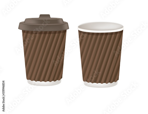 Wallpaper Mural Disposable white paper coffee cup with plastic drinking lids vector illustration isolated on white background Torontodigital.ca