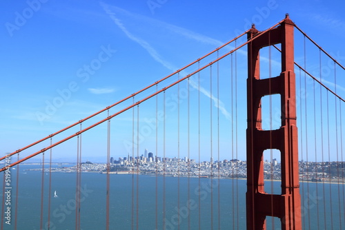 San Francisco downtown skyline behind the bridge