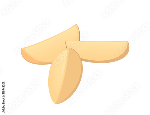 Three slices of potato vector illustration isolated on white background