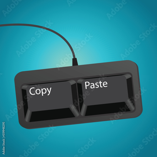 Computer keyboard with two buttons copy and paste