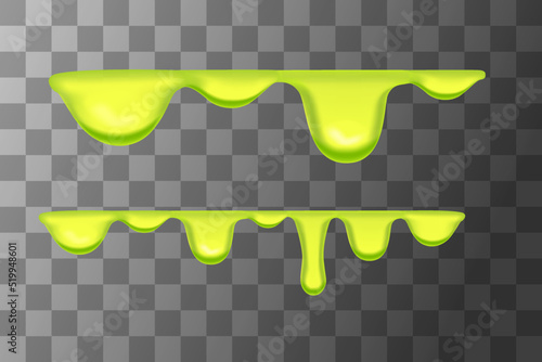 Green slime spot toxic splat flowing vector illustration on transparent background