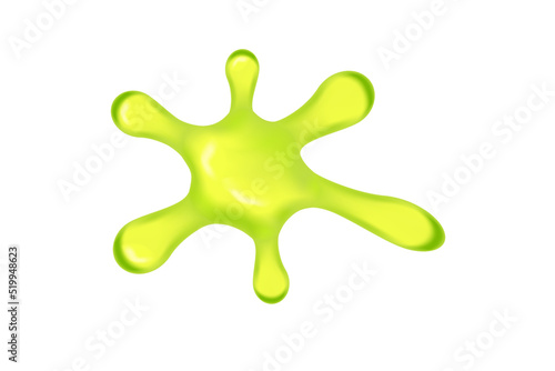 Green slime spot flowing toxic splat vector illustration on white background