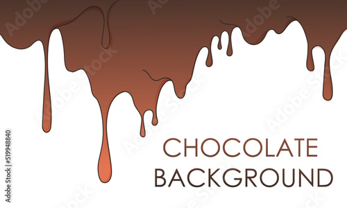Fototapeta Naklejka Na Ścianę i Meble -  Vector background with melted chocolate isolated on white. Illustration of liquid chocolate cream. Chocolate streams. 