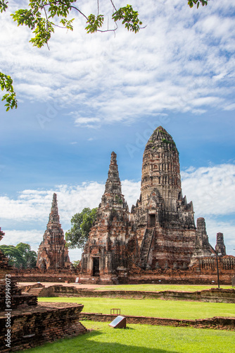 The Prang in Wat Chaiwatthanaram. A Buddhist temple in the city of Ayutthaya Historical Park, Thailand, on the west bank of the Chao Phraya River. was constructed in 1630 by the king.  © Danny Ye
