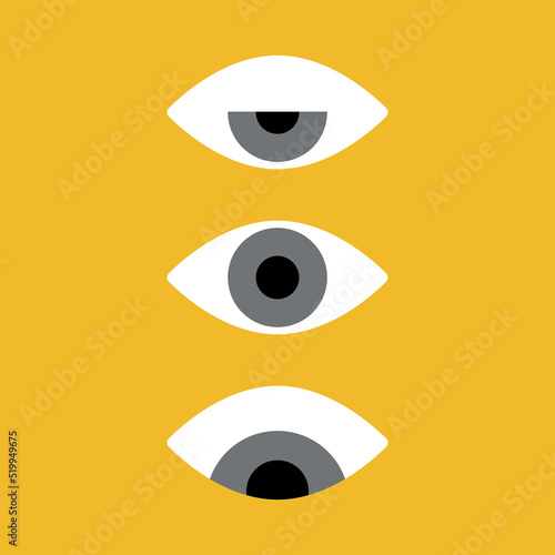 Bauhaus eye. Minimal geometric design of the 20s with eyes seamless pattern. Abstract vector template with elements of primitive forms. 