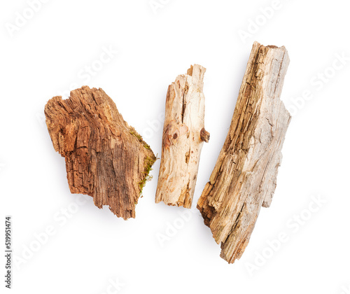 Broken wooden sticks isolated on white background