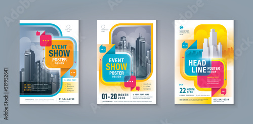 Business Leaflet Brochure Flyer template Design Set. Corporate Flyer Template A4 Size, Abstract Colorful Square Speech Bubbles, Corporate book cover design,
