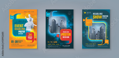 Business Leaflet Brochure Flyer template Design Set. Corporate Flyer Template A4 Size, Abstract Square Speech Bubbles, Corporate book cover design,