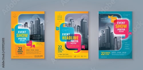 Business Leaflet Brochure Flyer template Design Set. Corporate Flyer Template A4 Size, Abstract Colorful Square Speech Bubbles, Corporate book cover design,