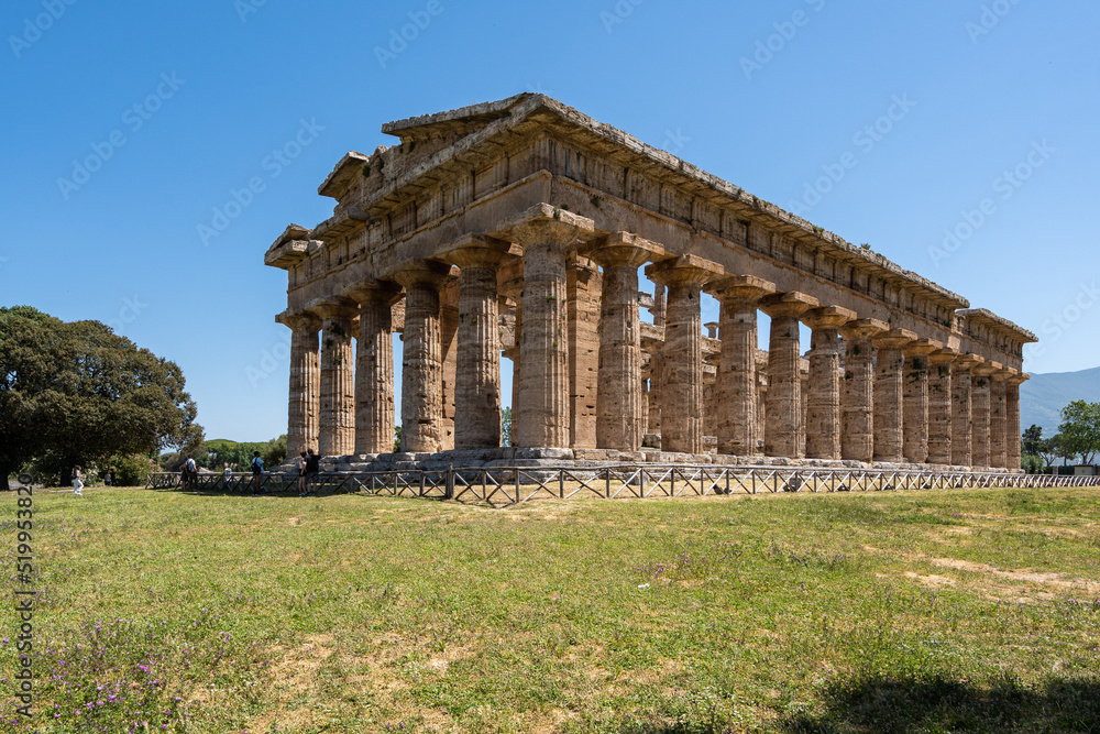The Temple of Hera at Paestum, anche example of Doric order temple dating from about 550 to 450 BC, Campania, Italy