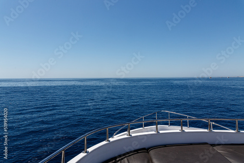 View to Red sea, empty blue sky and detail from yacht © rninov