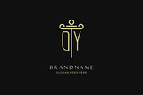 Luxury modern monogram OY logo for law firm with pillar icon design style