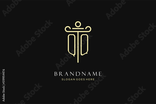 Luxury modern monogram QQ logo for law firm with pillar icon design style
