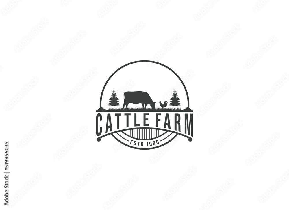 cattle farm logo template in white background cattle farm logo template in white background