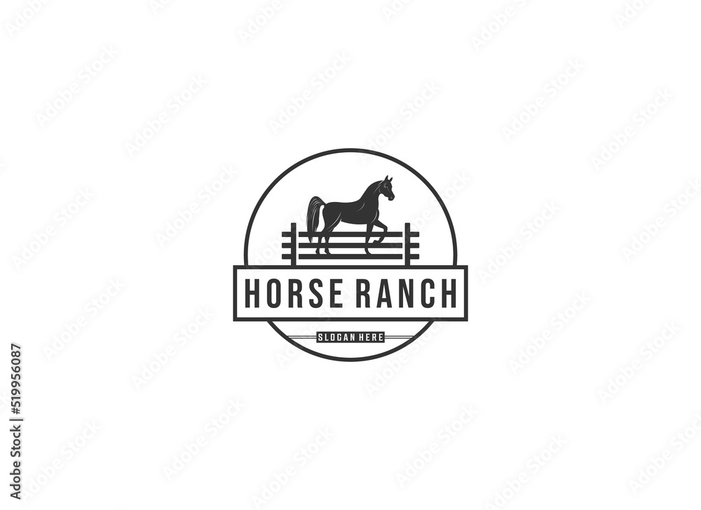 horse ranch logo template vector, icon in white background