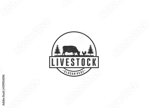 livestock logo template vector in white background