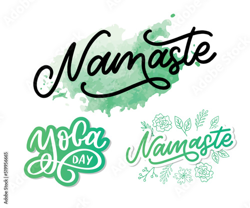 Namaste lettering Indian greeting, Hello in Hindi T shirt hand lettered calligraphic design. Inspirational vector typography.