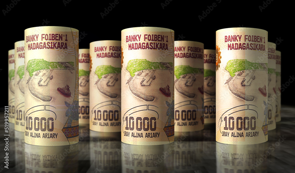Madagascar Ariary money banknotes pack 3d illustration Madagascar Ariary money banknotes pack 3d illustration