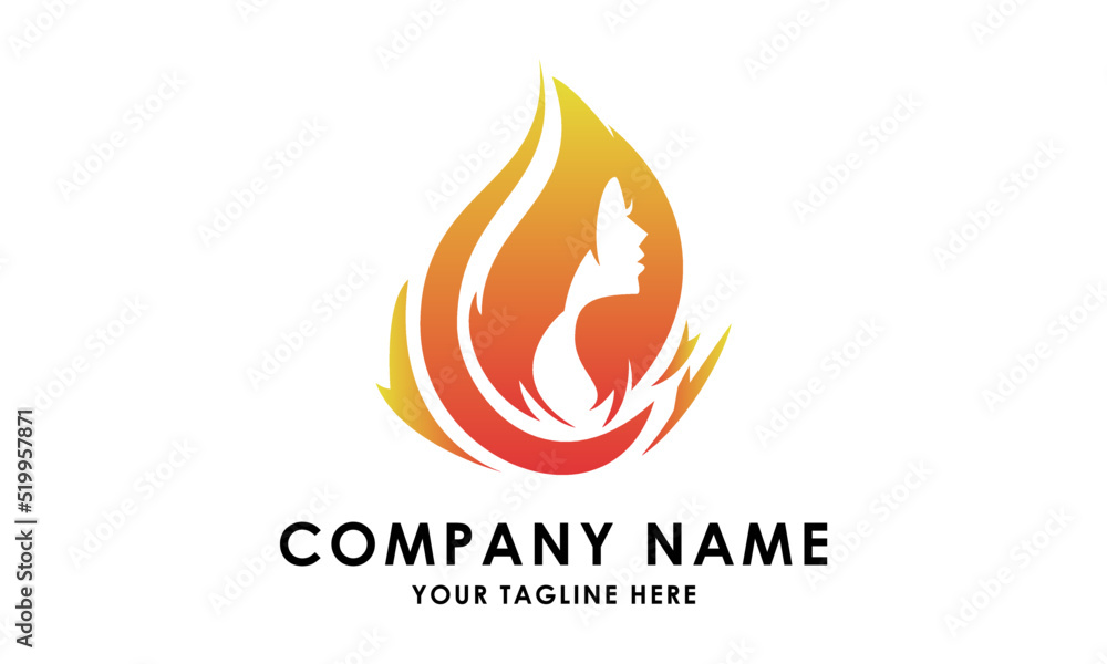 Beauty Abstract Flame Woman Face Logo Design Beauty Abstract Flame Woman Face Logo Design