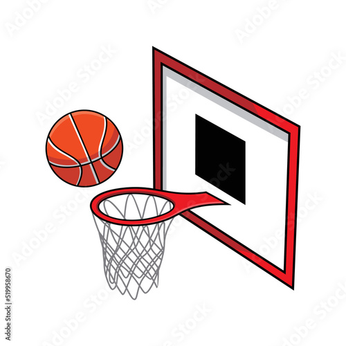 ball and net sign and symbol. basketball equipment vector illustration.