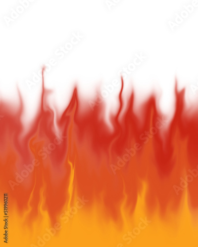 Orange, red, yellow burning flame, fire, transparent background. Isolated png illustration. Backdrop, graphic design element for montage, overlay or texture.