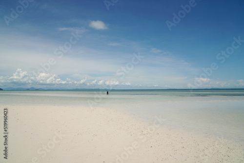 Landscape nature Bang Po Beach is beautiful white sand beach and clear water - can shooting reflection on the beach at Samui Thailand - Seascape travel and outdoor activity - Abstract blue nature 